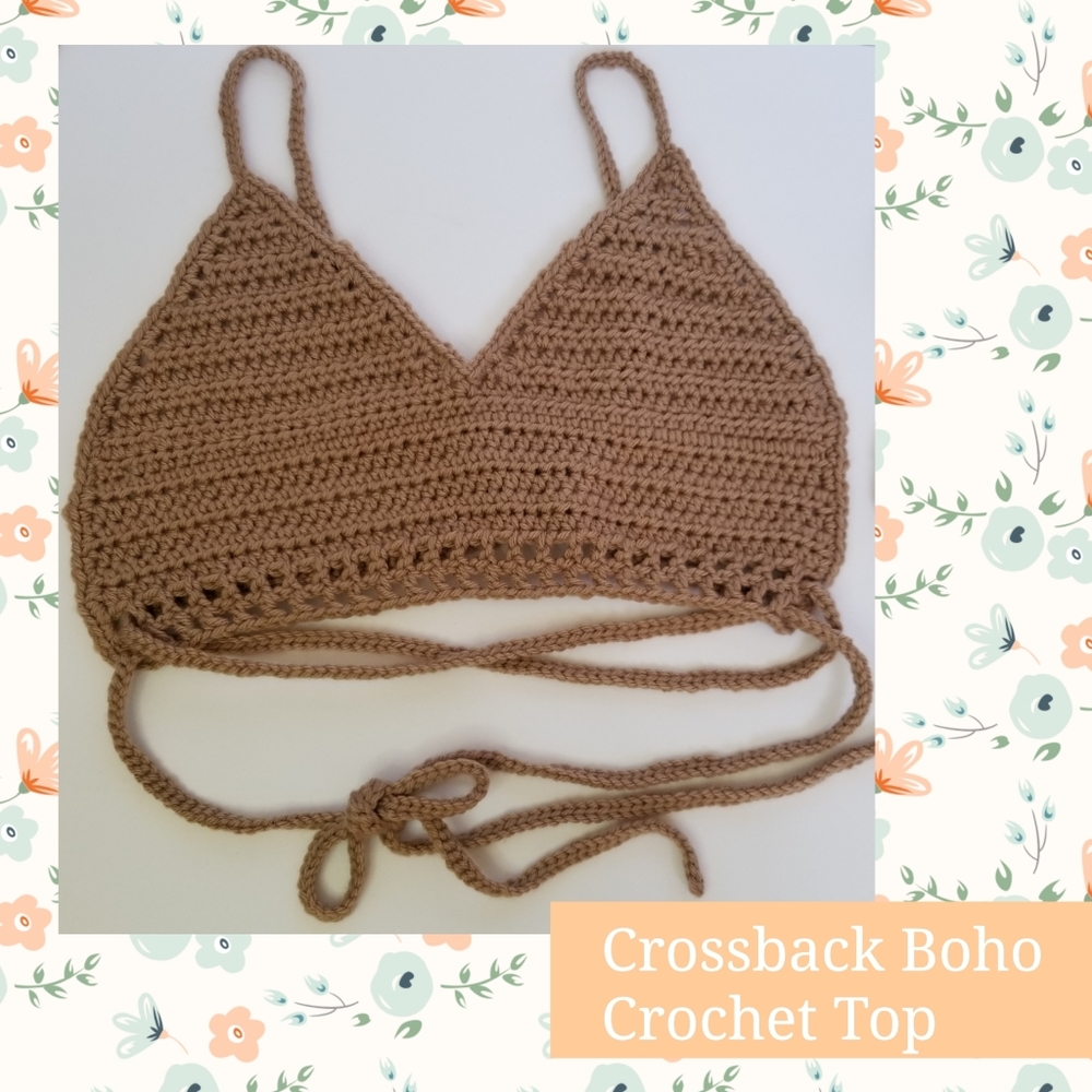 ♡Crossback Boho Crochet Crop Top♤